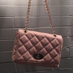 Blush quilted hand bag